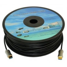 Кабель аудио-видео  Fiber Optic,  HDMI (m)  -  HDMI (m) ,  ver 2.0, 25м, GOLD черный,  катушка (1) (cl-1072459)