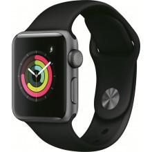 Смарт-часы APPLE Watch Series 3 38мм,  темно-серый / черный [mtf02ru/a] (0) (cl-1089996)
