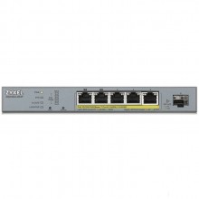 Сетевое оборудование ZYXEL GS1350-6HP-EU0101F L2 коммутатор PoE+ для IP-видеокамер 4xGE PoE+, 1xGE PoE++ (802.3bt), 1xSFP, бюджет PoE 60 Вт, дальность передачи питания до 250 м, автоперезагрузка PoE-портов (0) (nl-1712198)